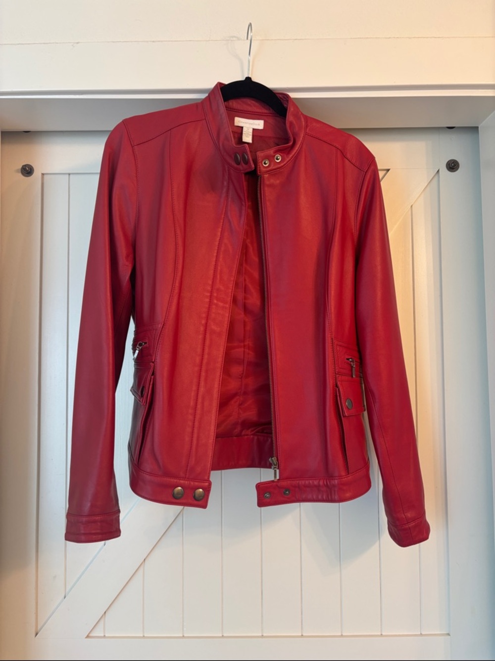 Red Leather Moto Jacket